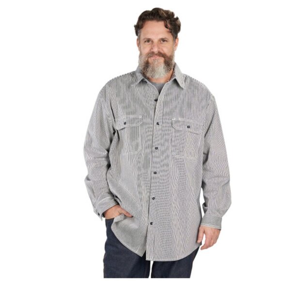 NWOT Key Hickory Stripe Long Sleeve Button Logger Work Shirt Size LT - Picture 1 of 6